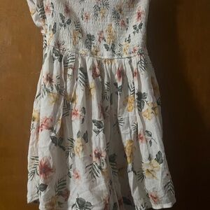 Floral womens Dress/ Romper in White with Multicolor Accents